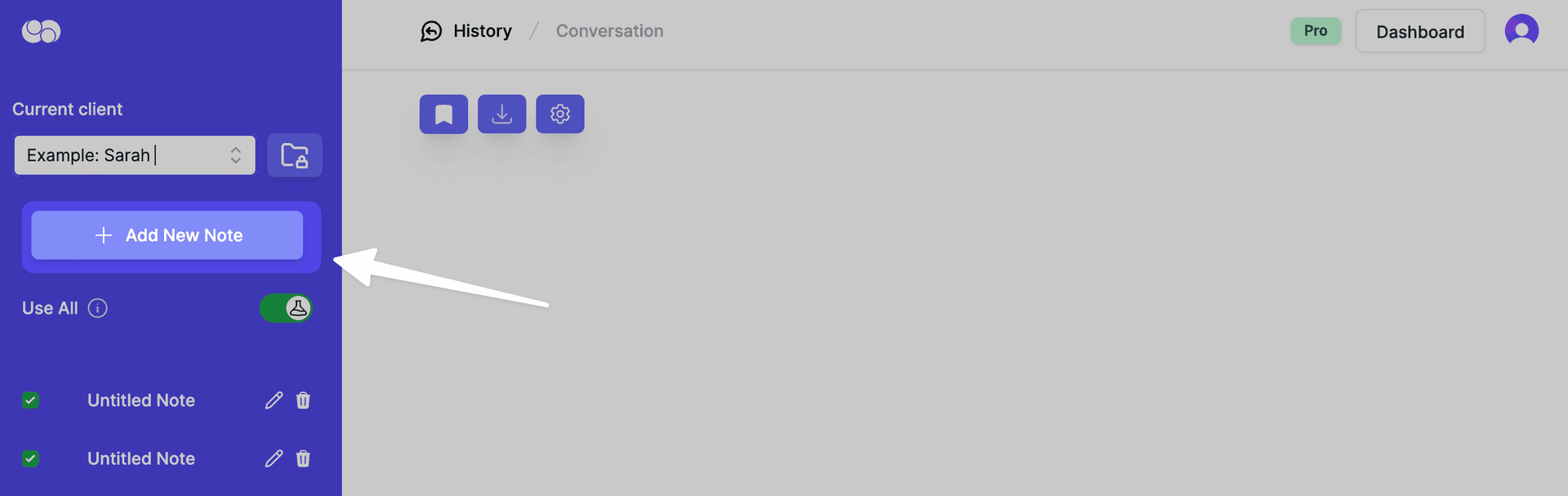 add note in assistant