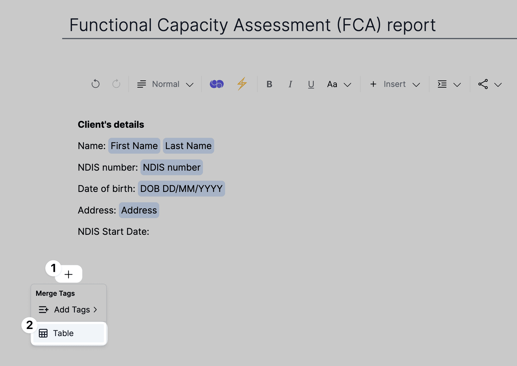 add table option 2