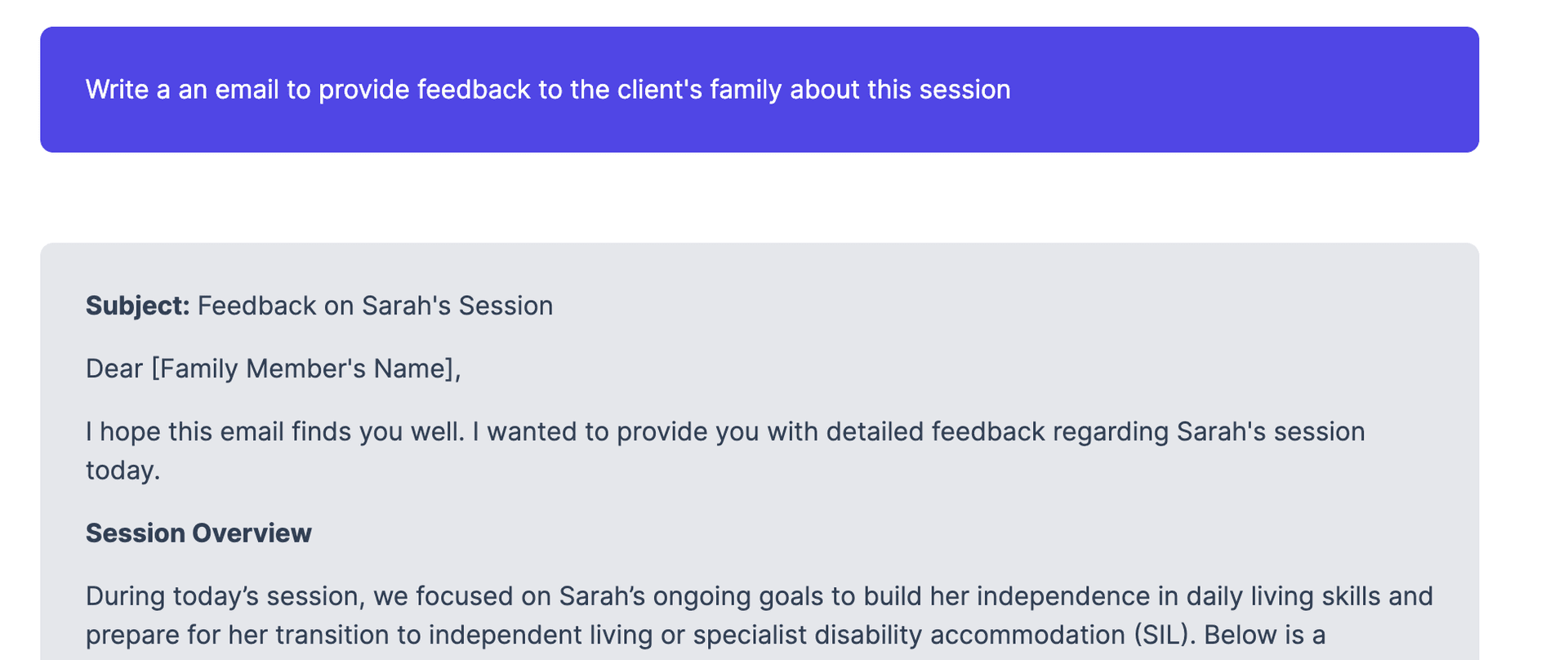 assistant example one - email feedback