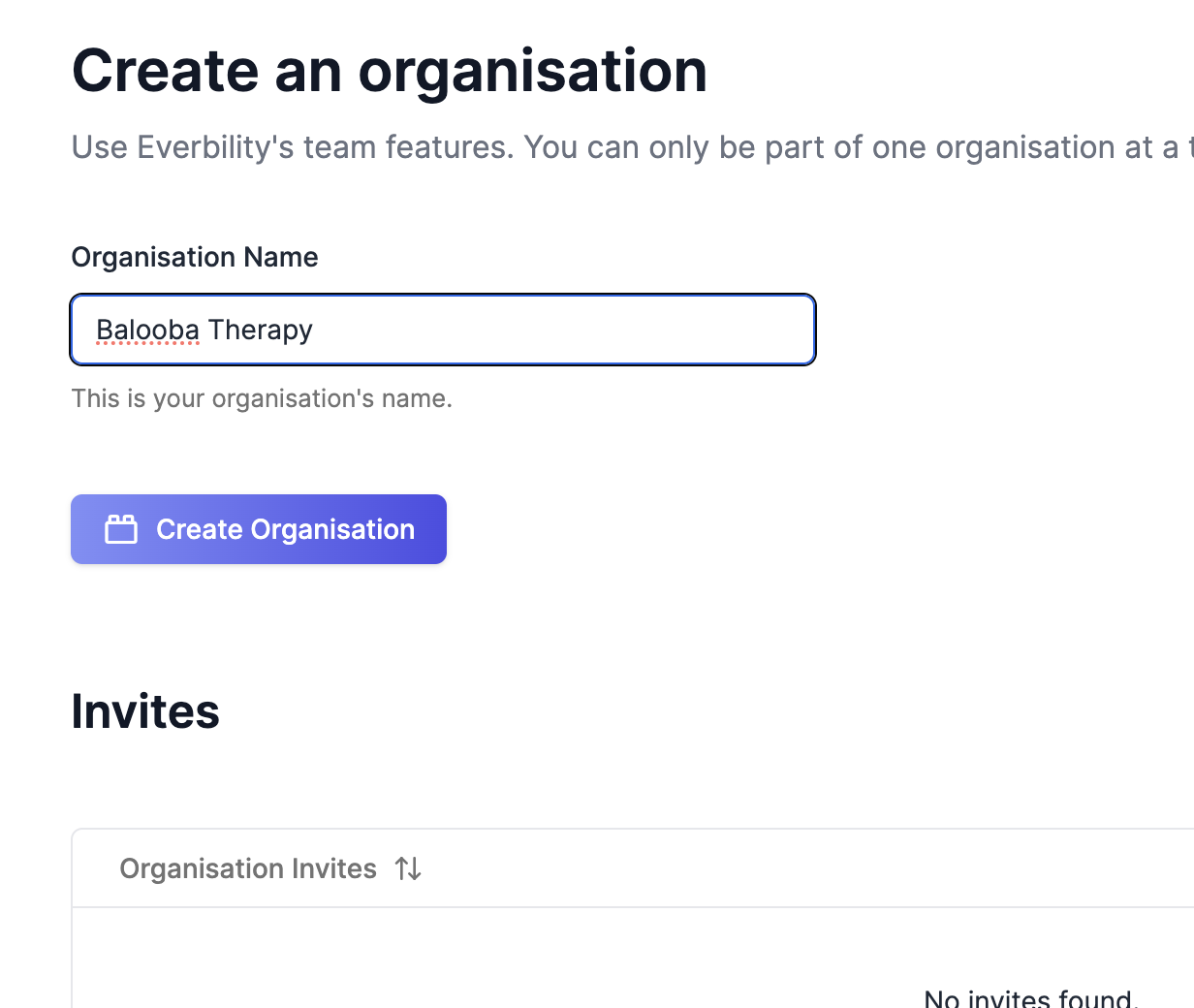 create organisation