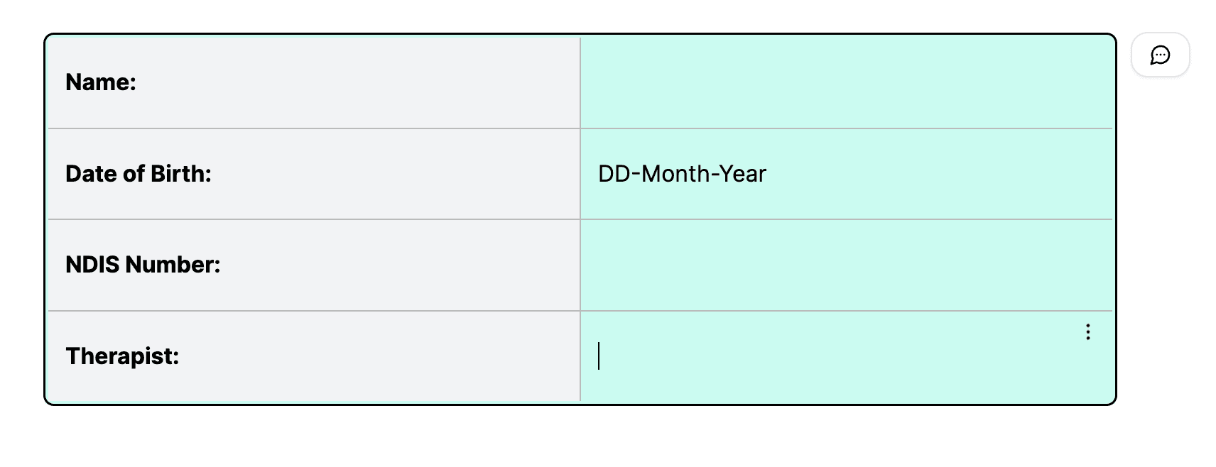 table marked as instruction