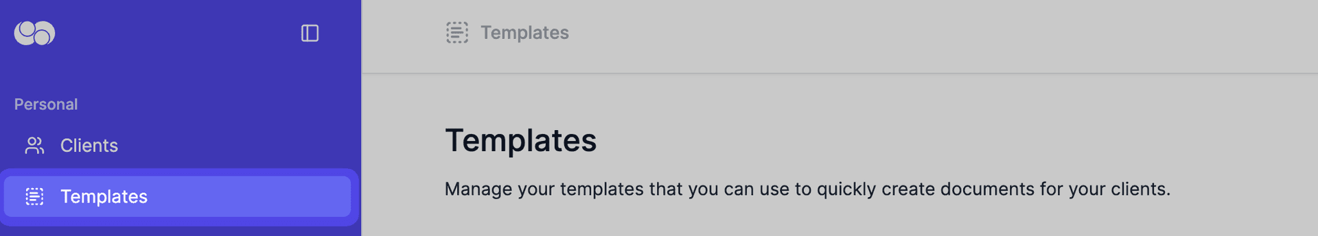 templates in menu