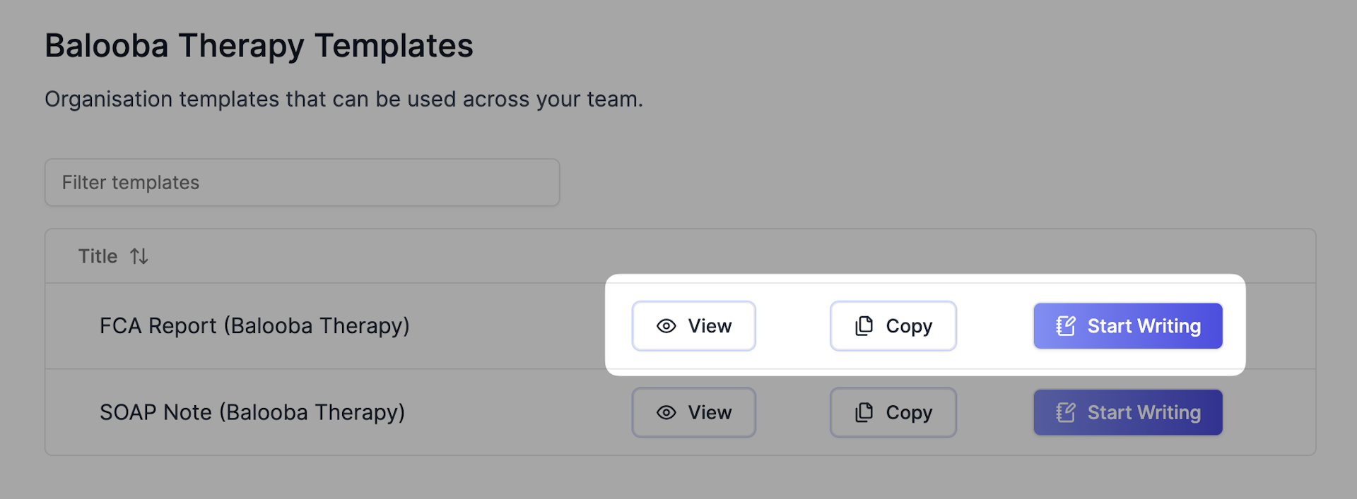 organisation templates