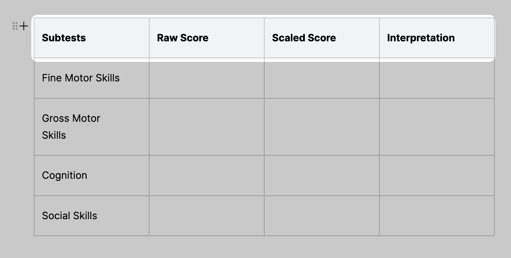 table row header